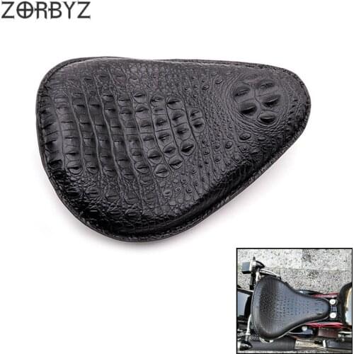 ZORBYZ 1Pc Motorcycle Retro Black Crocodile PU Leather Style Solo Drive Seat For Harley Chopper Bobber Custom SX650