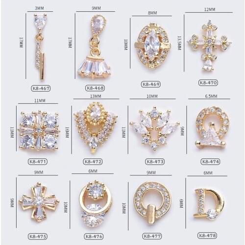 10 Pcs Charm Zircon Alloy 3D Nail Art Decorations Luxury Shiny Crystal Diamonds Pendant Jewelry Manicure Design Accessories