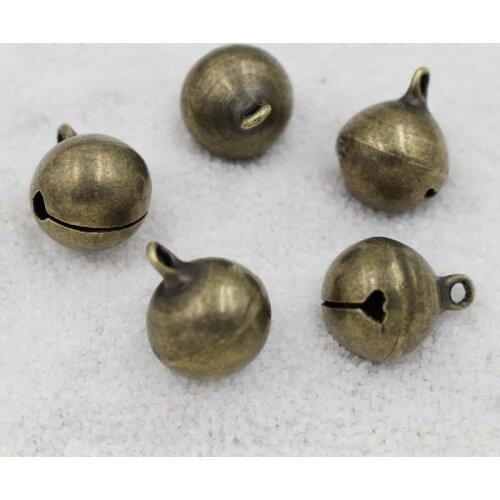 8mm 10mm 12mm 14mm Antique Bronze Copper Jingle Bell Charms Pendant Craft DIY Accessories