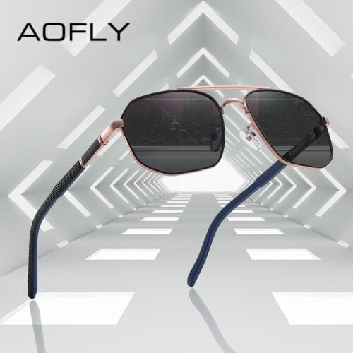 AOFLY Man Brand Polarized Sunglasses 2021 Fashion Luxury Designer Pilot Anti Glare Driving Steampunk Sun Glasses Male UV400