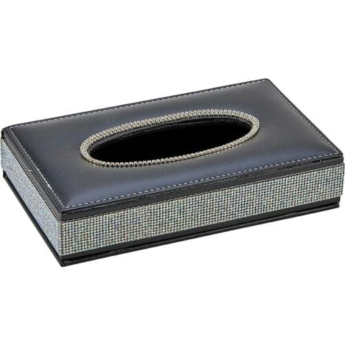 Bling Bling Tissue Case Practical Paper Box PU Leather Rectangular Napkin Waterproof Antimoisture Household Office