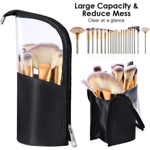 Makeup Brush Bag Travel Toiletry Case Zipper Beauty Case Pouch Organizer Holder Dustproof for Women and Girls