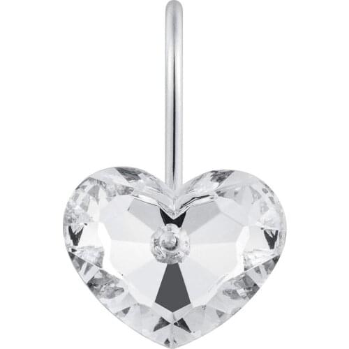 NOCM Decorative Crystal Heart Shape Shower hooks Rust Resistant Hooks Glide Shower Ring Hangs For Shower Curtain 12-Pack