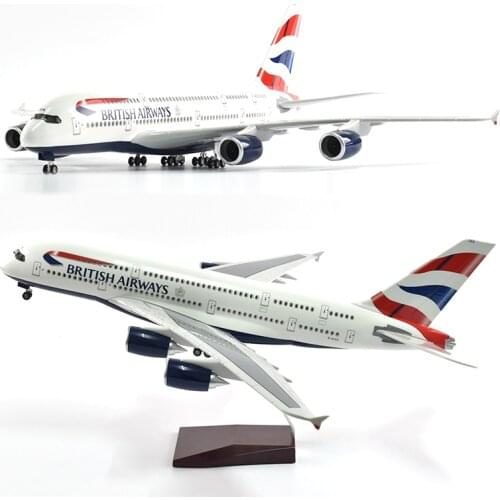 JASON TUTU 46cm British Airways Airbus a380 Plane Model Airplane Model Aircraft Resin Diecast 1:160 Scale with Light & Wheel