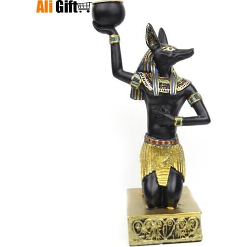 Egypt Candle Holders Resin Figurines Anubis Sphinx Home Decoration Candlestick