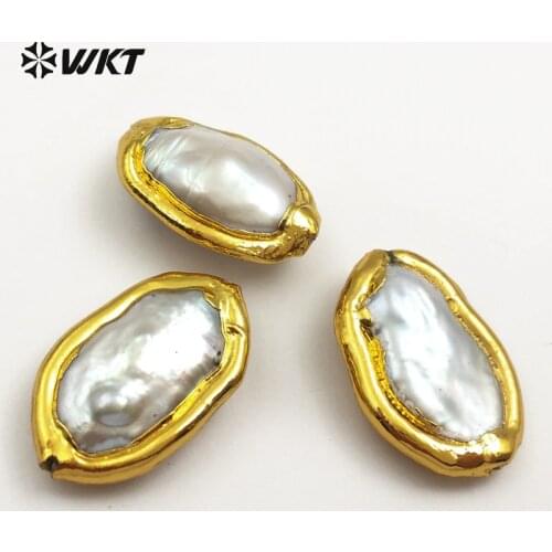 JF287 WKT Simple Design Metal Plated Natural Freshwater Pearl Spacer Loose Beads For Women Jewelry Making Accessories