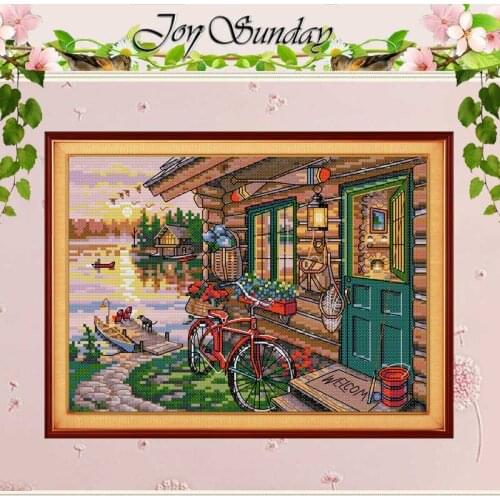Riverside Hut Counted Cross Stitch 11CT 14CT Printed Cross Stitch Set Wholesale Chinese Cross-stitch Kit Embroidery Needlework