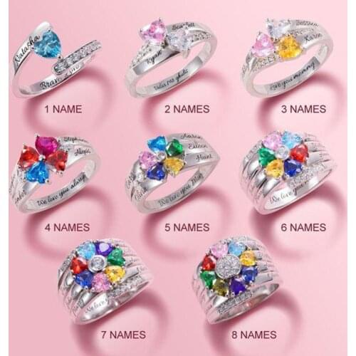 DIY Customized Name Initials Crystal Ring Gift for Mothers Day Anniversary Bridthday Personalized Woman Jewelry