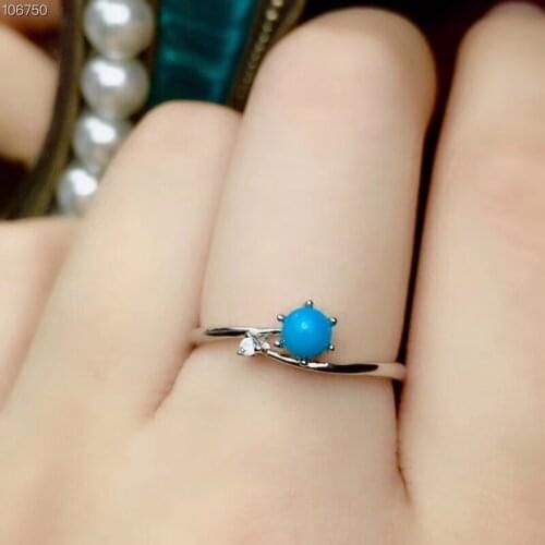 Attractive natural blue Turquoise Ring for women silver ring ring natural gem 925 sterling silver girl birthday New year gift