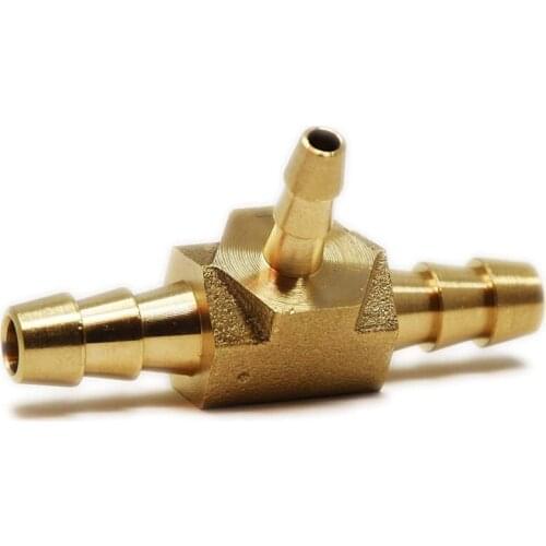 The Brass Barb Tee Fitting 1/4" x 1/4" x 1/8" Hose for Fuel Boat