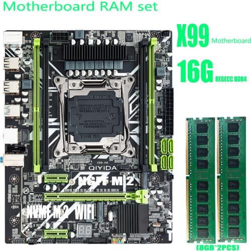 QIYIDA X99 motherboard with 2*8G=16GB DDR4 2400Mhz REGECC memory combo kit set NVME USB3.0 MATX Server