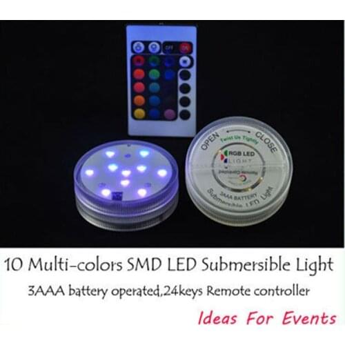 Multi-Color 10 led light Remote controlled submersible Led light base waterproof Wedding Xmas Party Floralytes centerpiece Decor