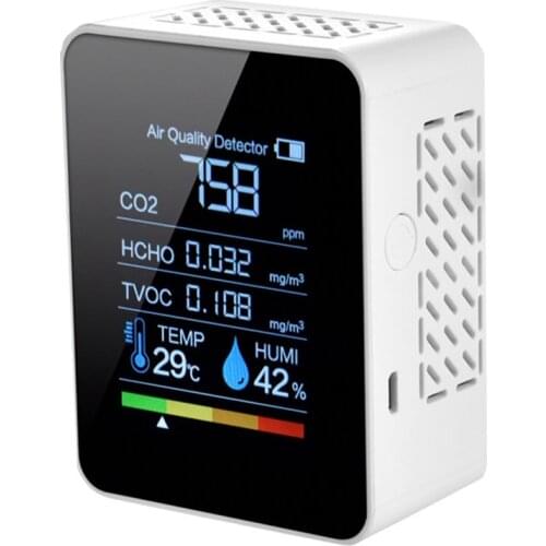 Air Quality Monitor CO2 Detector Hygrometer Thermometer for Home Colorful Display Digital Monitor 5 Function Modes