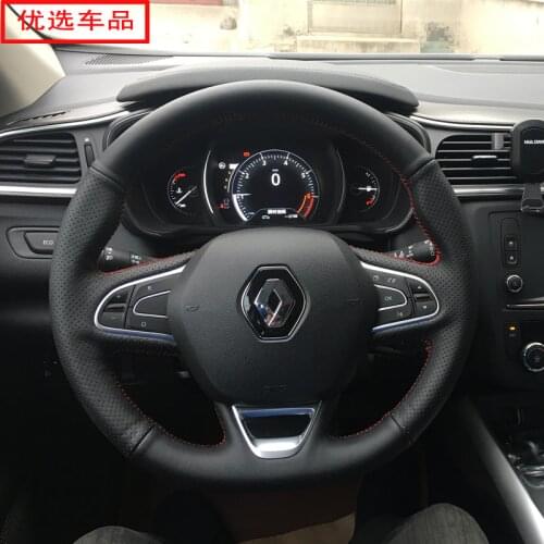 Hand-Stitched Leather Car Steering Wheel Cover Set for Renault Kaptur Captur Kangoo Scenic Megane Grand Car Accessories