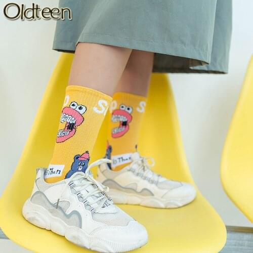 Hot New Cartoon Anime Cotton Women Socks Korean Europe Fashion Trend Street Skateboard Hip hop Happy Socks Dropshipping