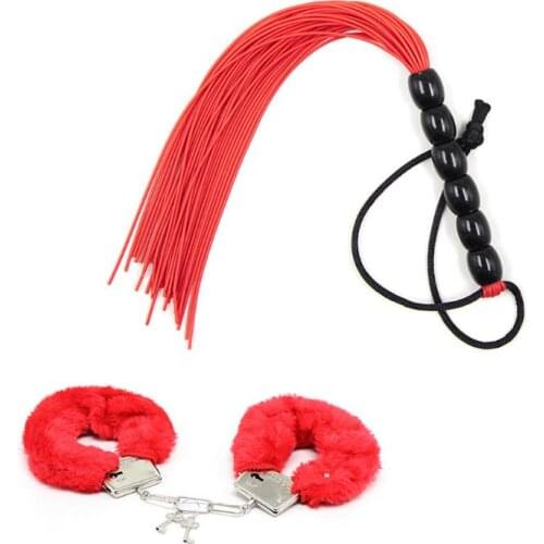 2021 New 2Pcs/Set Adults Flirting Plush Handcuffs Hand Whip Couple Sex Alternative Toys