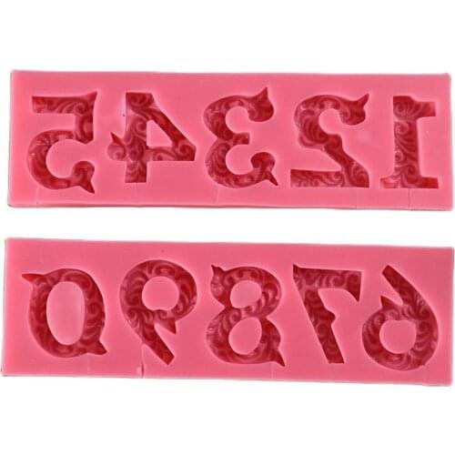 New Alphabet Number 0-9 3D Silicone Mold Lollipop Hole Fondant Cake Decorating Mould Baking Pan Bakeware Kitchen Supplies D441