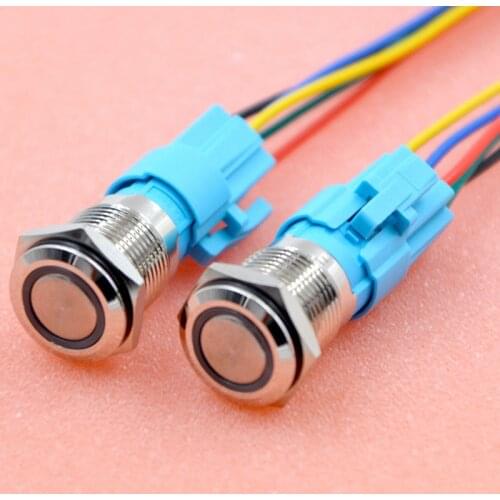 NEW 16mm Metal Button Switch circular12V24V self-locking reset waterproof with Plug lamp Special Wholesale