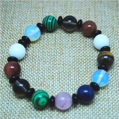 Wholesale mens bracelets new gem stone round ball shape size 8mm 10mm 12mm multi types of stones mixed good for your wearring