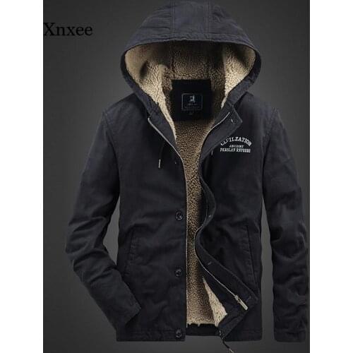 Autumn and Winter Thick Mens Jacket Tooling Cotton Thick Corduroy Lapel Pure Cotton Thick Jacket Casual Hooded Jacket