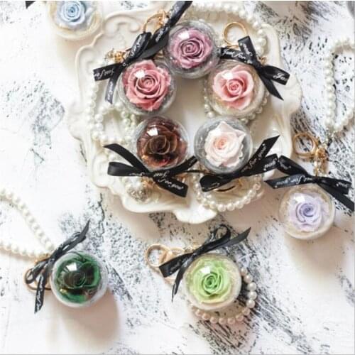 Valentines day wedding promotinal eternal immortal forever roses special romantic gift car key pendant