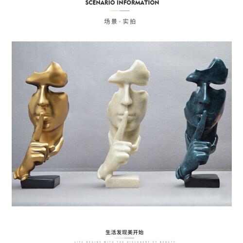 Resin crafts silence is gold creative home European ornaments modern art living room decorations