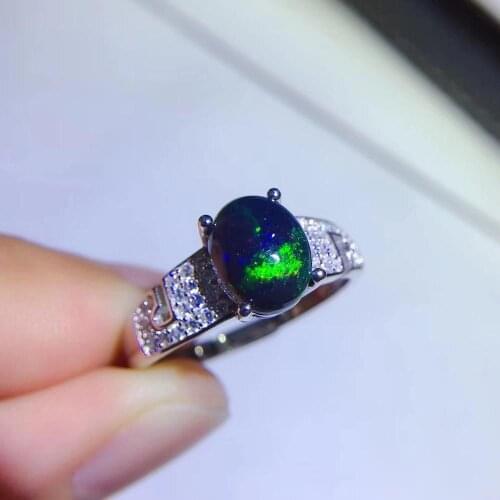 Real and natural black opal Ring 925 sterling silver for Man Or For Woman,Opal Ring Free shipping