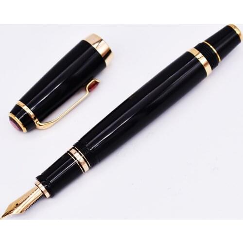 Crocodile Classic Black Fountain Pen, Noble Ruby on Top with Golden Clip Writing Gift Pen Gift Box Optional for Office Business