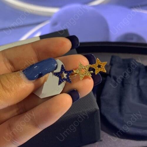 UMGODLY 1pc Yellow Gold Color Multicolor Star Ear Cuff Single Sliding Clip Earring Women Jewelry August New Arrival