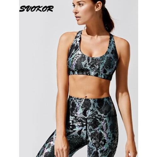 SVOKOR Snake Sports Set Women Bronzing Printed Sportswear Seamless Yoga Set Workout Fitness Sport Suit Running Stretch Leggings