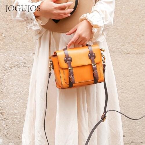 New Fashion Vintage Europe And The United States Head Layer Cowhide Luxury Shoulder Bags Solid Color Leisure Women Handbag