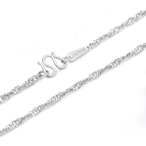 Fine Solid Pt950 Platinum Necklace Women Luck Singapore Chain Link Necklace 40-45cm 2.9-3.5g Best Gift