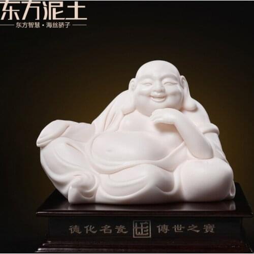 Oriental clay ceramic Maitreya ornaments car Laughing Buddha living room TV cabinet wine cabinet decoration crafts