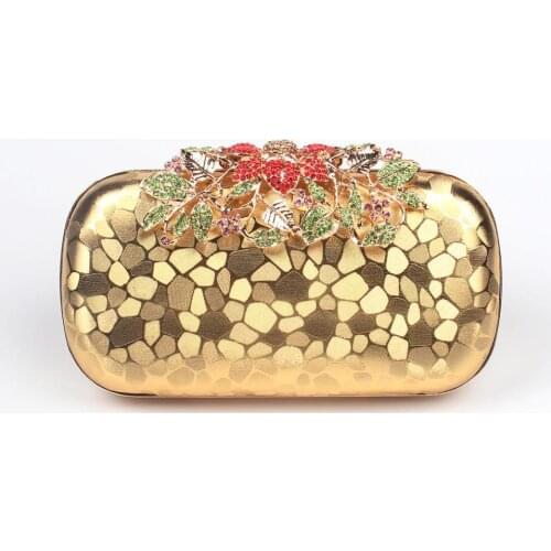 Women red gold Clutch Purse Evening Bag Clutches Luxury Small Minaudiere Bag Wedding Handbag Mini shoulder bags gift Box girl