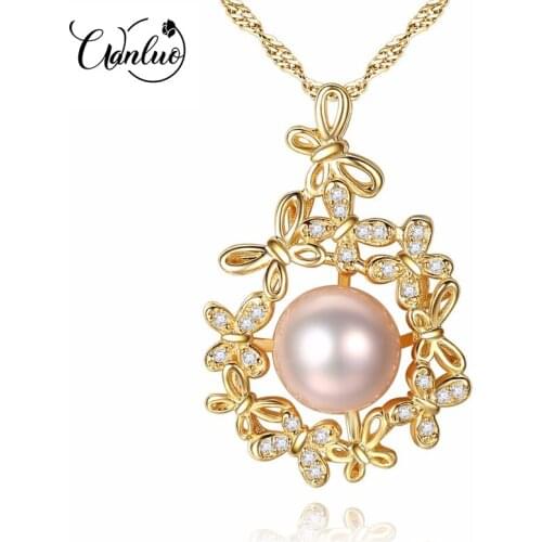 WANLUO Flower Surround White Pink Purple Pearl 45CM Pendants & Necklaces Women 925 Sterling Silver Necklace S925 Wedding Jewelry