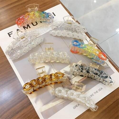 1pcs Hair Claw Ponytail Crabs Hairpin For Big Headdress Gifts Fashion Clamps Chain Rainbow Hairpin Accessories Women Gifts