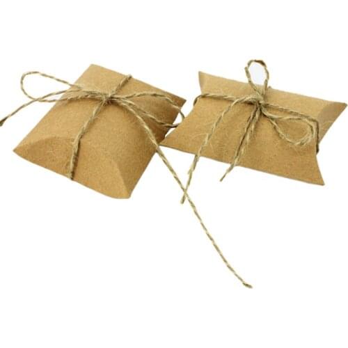 10pcs Kraft Candy Box with Jute Ribbon Paper Chotolate Box Wedding Favor Boxes Baby Shower Favors and Gifts