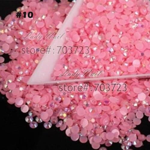 1000 pcs Rhinestone AB Milk Jelly 3mm SS12 Flatback Resin Crystal Acrylic DIY Nail Art Decoration Beads Dark Pink AB J10