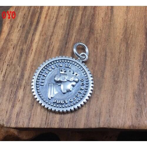 2012 new S925 sterling silver vintage distressed coin necklace