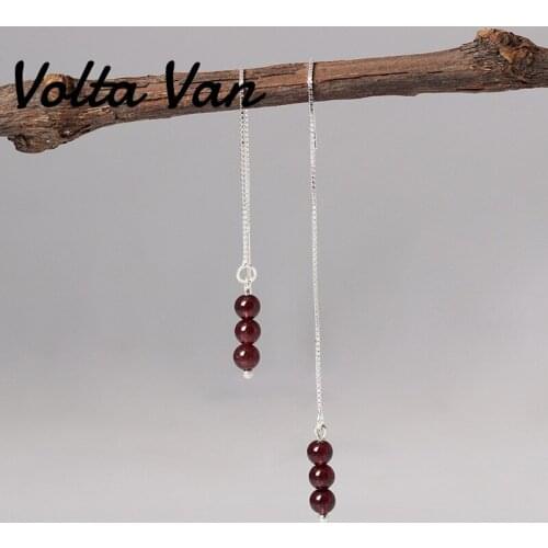 Volta Van 925 Sterling Silver Drop Earrings Pendientes Plata Elegant 2021 New Fine Jewelry Garnet Lapis Turquoise Earrings