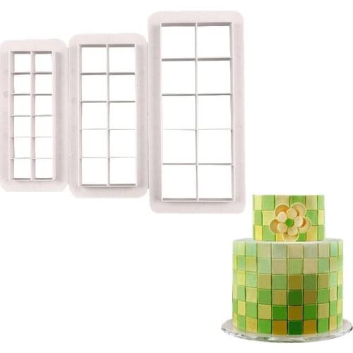 3Pcs Cube Cake Cookie Press Stamp Embosser Cutter Fondant Mould Wedding Party Kitchen Baking Bread Cream Dessert Embossing Tools