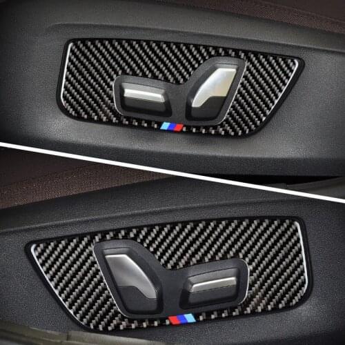 Car Interior Accessories Carbon Fiber Refit Sticker Front Seat Adjustment Panel Cover Trim Frame For BMW 5 Series G30 Styling