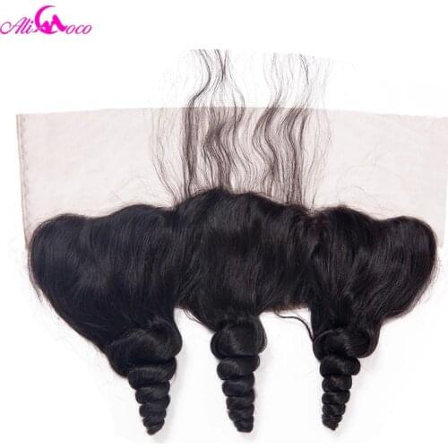 Ali Coco Malaysian Loose Wave Lace Frontal Closure With Baby Hair Ear To Ear Lace Frontal 100 % Human Hair Weave Non-remy hair