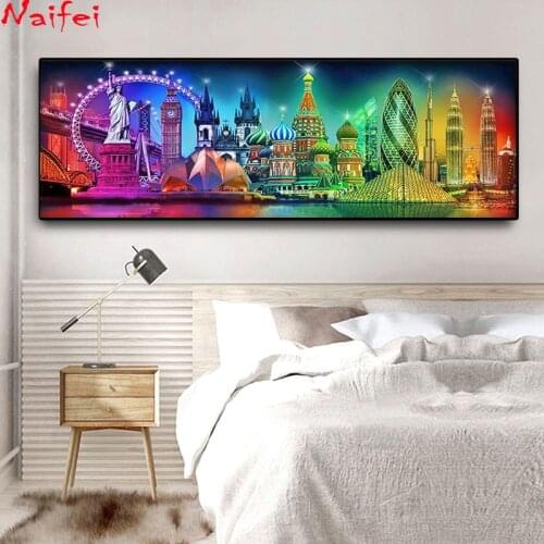 DIY Diamond Painting Full Display Handmade Mosaic Diamond Embroidery London Big Ben Statue Liberty Russian Church Landscape