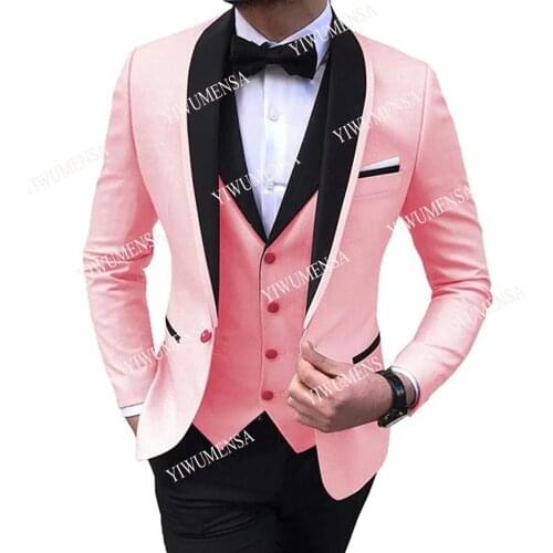 Ensembles Homme Slim Fit Preppy Style Men Suits Campus Black Peaked Laple Jacket & Vest & Pants 3 Pieces Smoking Business Blazer