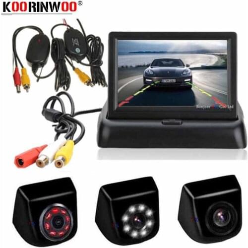 Koorinwoo Waterproof Car Rearview Parking Camera with 4.3 Inch TFT LCD Monitor for Auto Parking Reverse Backup Black Univeral