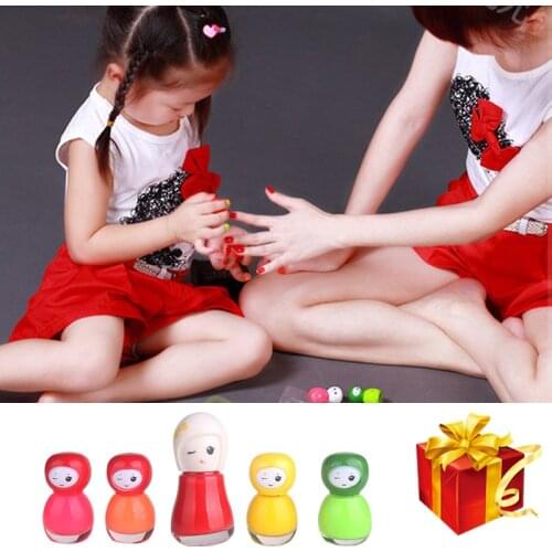 BK Non-toxic kids peel off nail polish set 6ml makeup nail enamel dolls bottle nail art varnish for christmas birthday gift