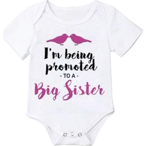 Summer White Fashion Newborn Baby Girls Boys Short Sleeve Cotton Letter Print Beautiful Bodysuit Jumpsuit Baby Clothes