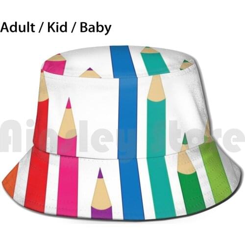 Colored Pencils Sun Hat Foldable UV Protection Pencils Colors Wood Coloring School Child Diy Sharpen Vector