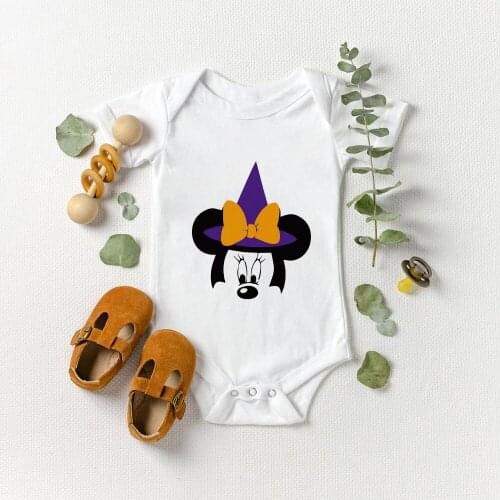 Magic Minnie Mouse Head Summer White Baby Girl Boy Romper Hip Hop Harajuku Toddler Jumpsuit Casual Streetwear Infant Clothes